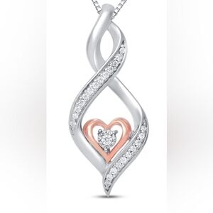 Kay Jewelers Diamond Necklace 1/15 ct tw Sterling Silver & 10K Rose Gold 18"